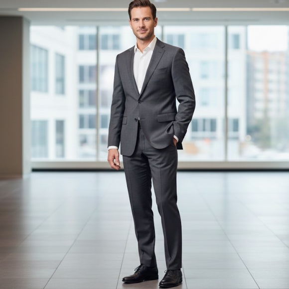 Banana Republic dark Gray Wool Classic Two Button Suit Set 42L 32x34